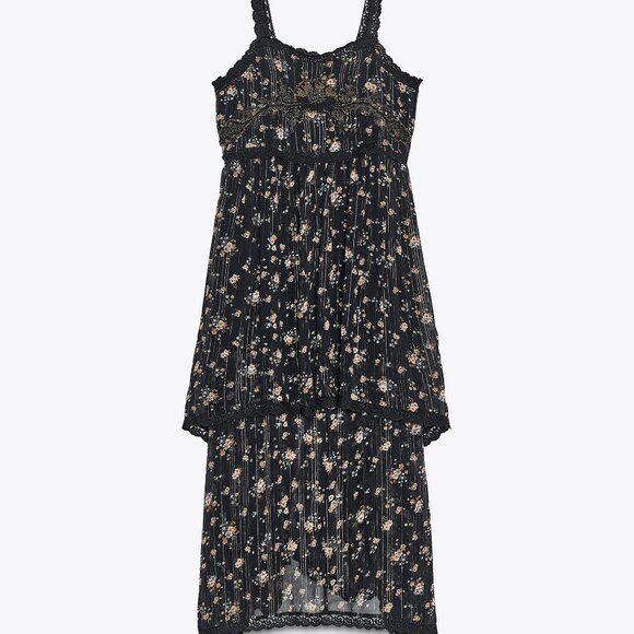 ZARA Long Floral Print Dress - Picture 4 of 6